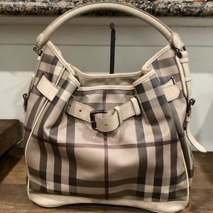 Burberry Smoked Check Belted Large Walden Hobo Bag